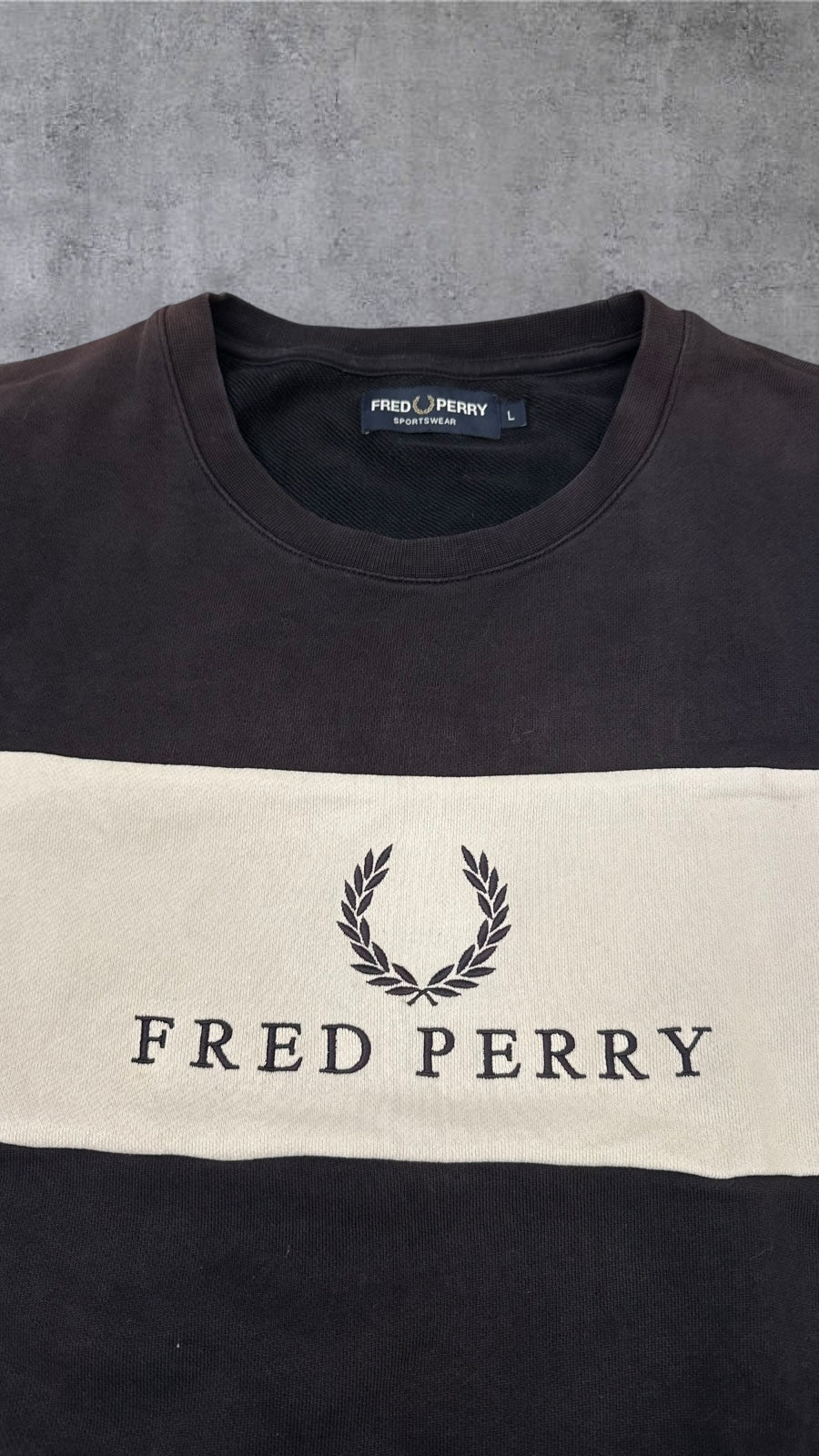 Fred Perry Sweatshirt Schwarz Weiß L