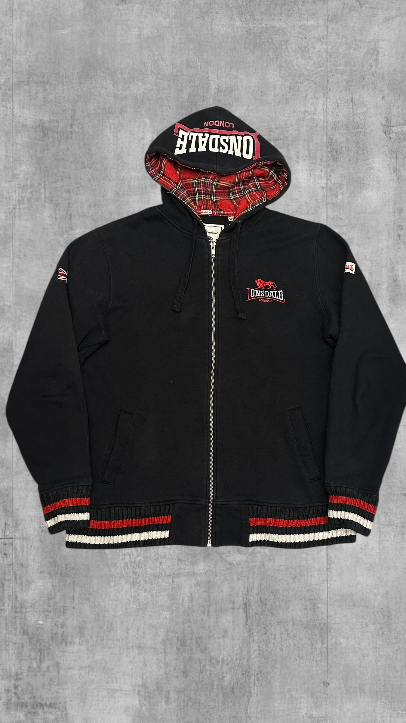 Lonsdale London Trainingsjacke Baumwolle Schwarz Rot M