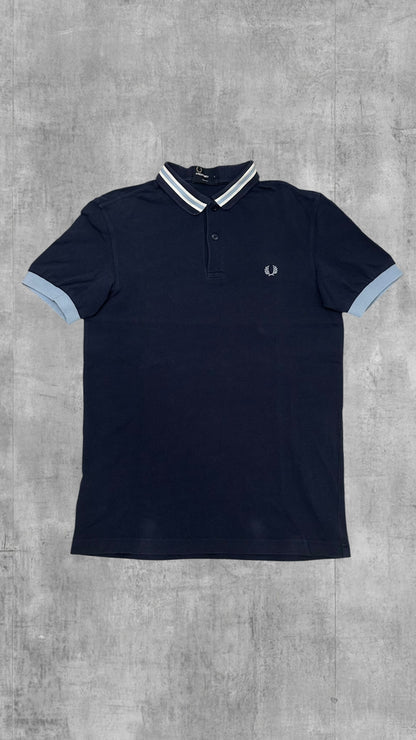 Fred Perry Polo Shirt Navy Blau Hellblau S Slim Fit