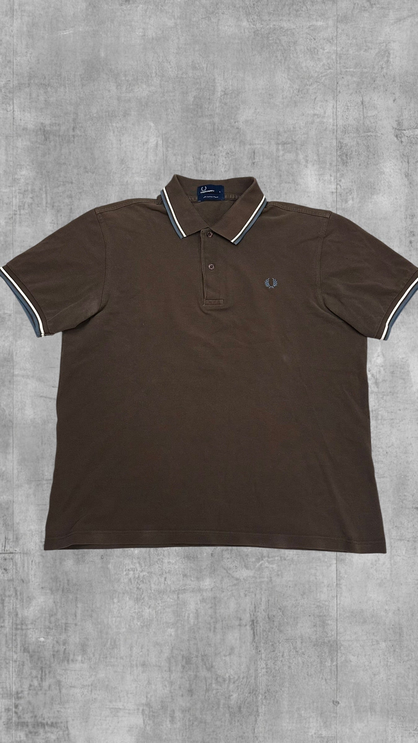 Fred Perry Polo Shirt Braun Türkis Weiß L