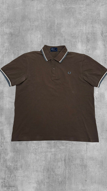 Fred Perry Polo Shirt Braun Türkis Weiß L