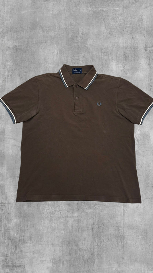 Fred Perry Polo Shirt Braun Türkis Weiß L