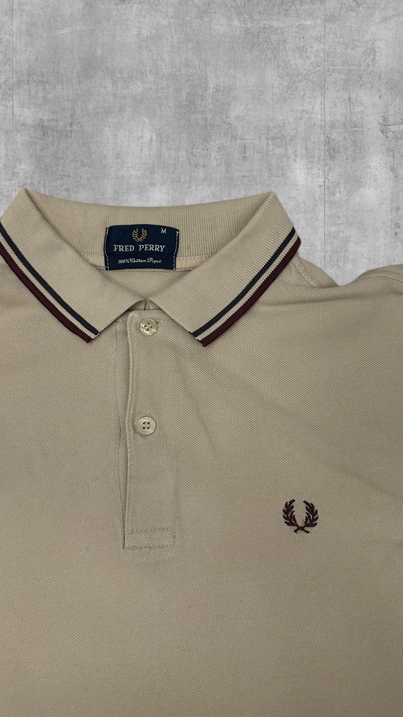 Vintage Fred Perry Langarm Polo Shirt Beige M