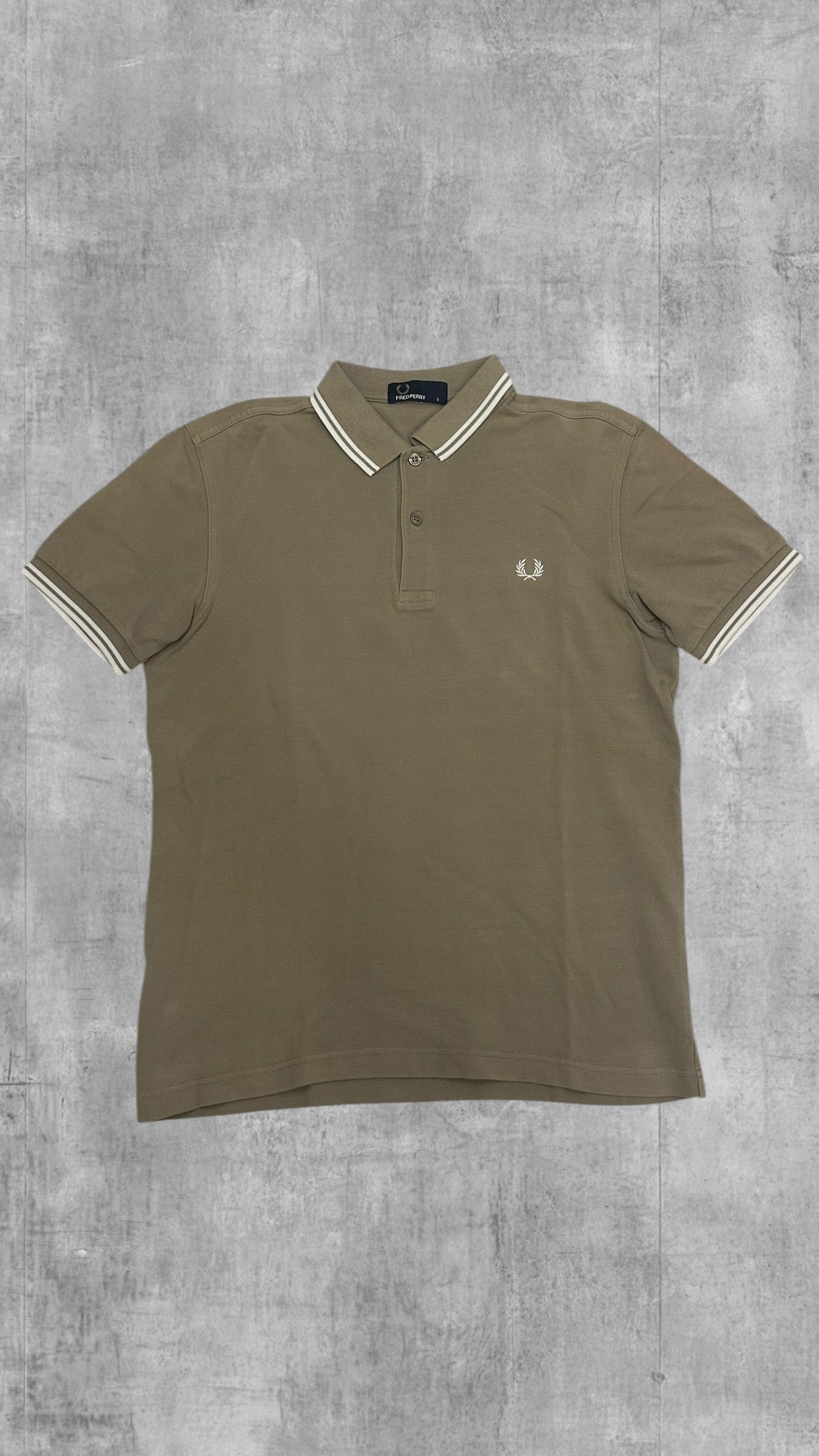Fred Perry Polo Shirt Beige/ Khaki Weiß S