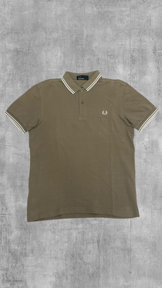 Fred Perry Polo Shirt Beige/ Khaki Weiß S