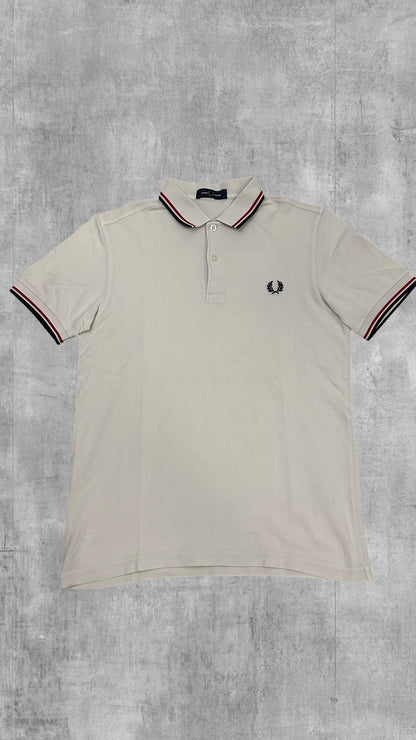 Fred Perry Polo Shirt Weiß Schwarz Rot S