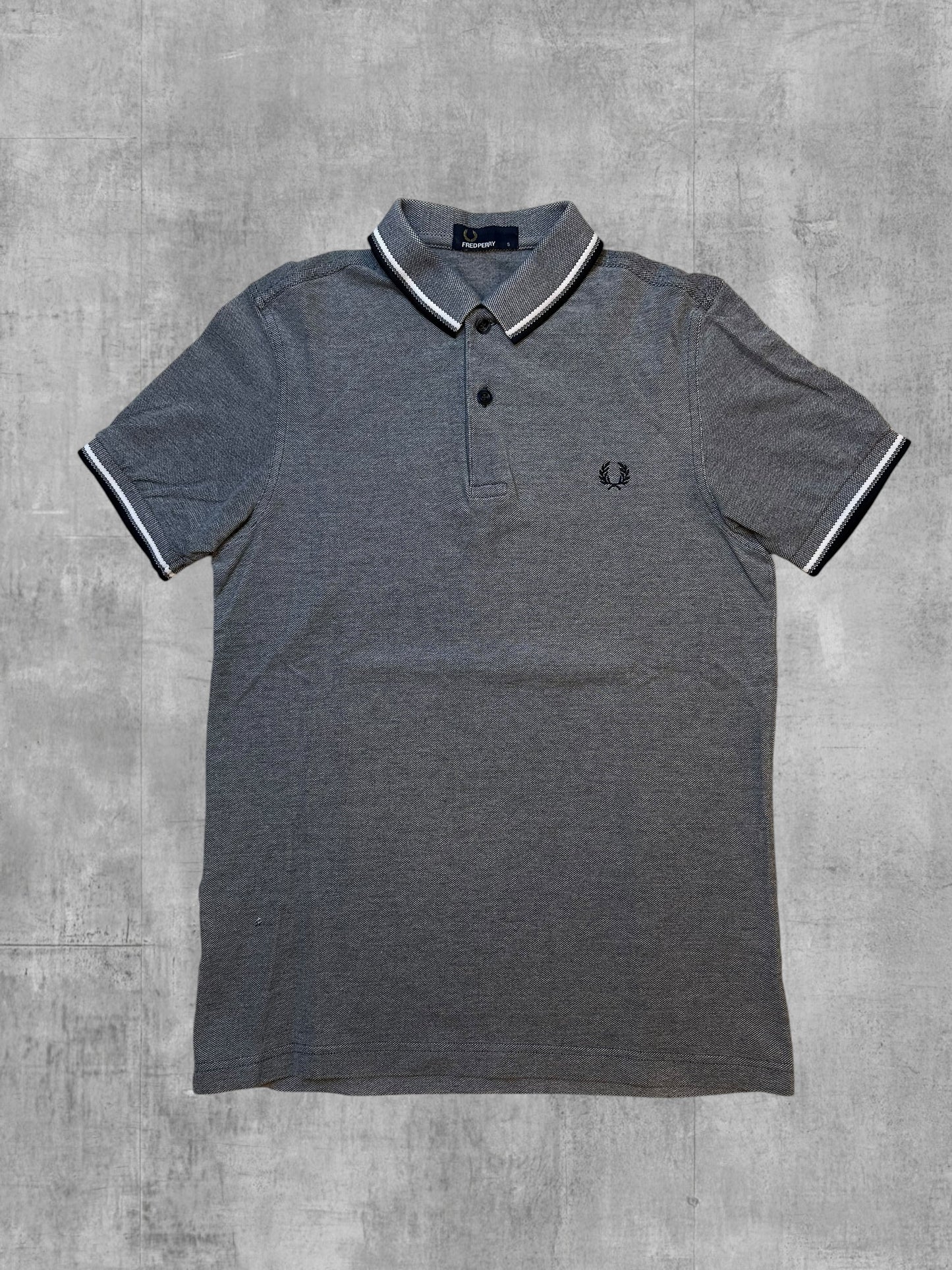 Fred Perry Polo Shirt Grau Weiß Schwarz S