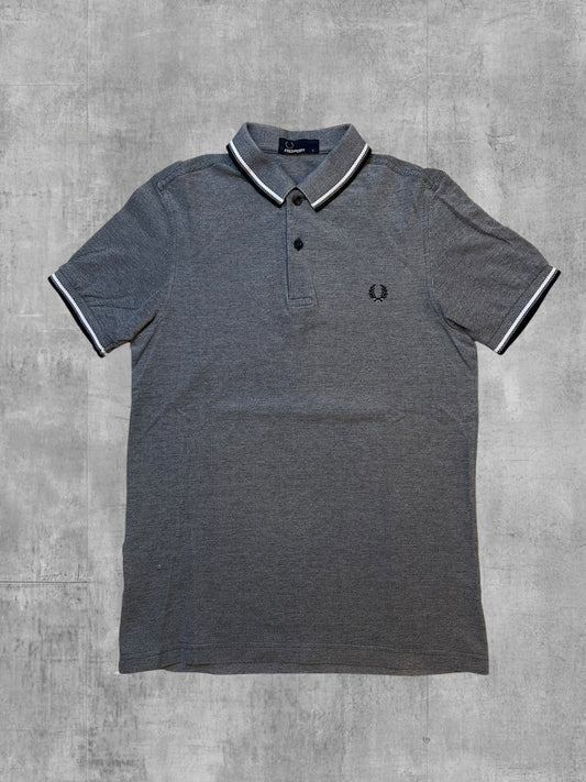 Fred Perry Polo Shirt Grau Weiß Schwarz S