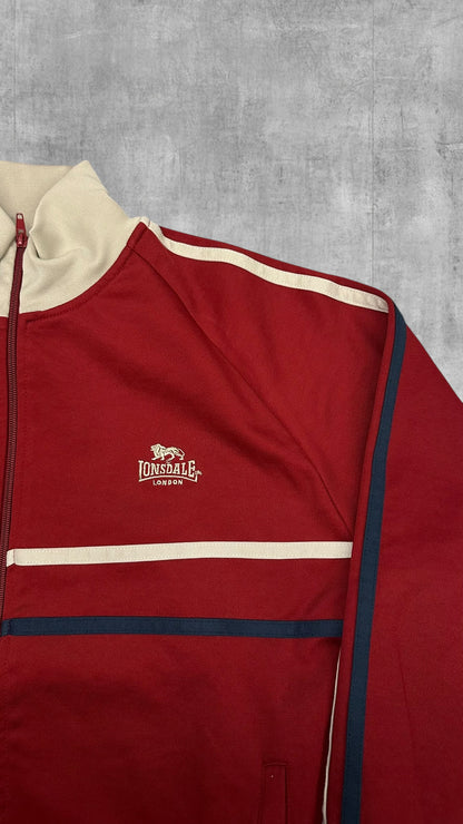 Vintage Lonsdale London Trainingsjacke Rot Beige Navy Blau XL