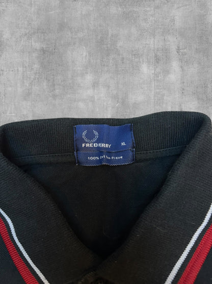 Fred Perry Polo Shirt Schwarz Rot XL