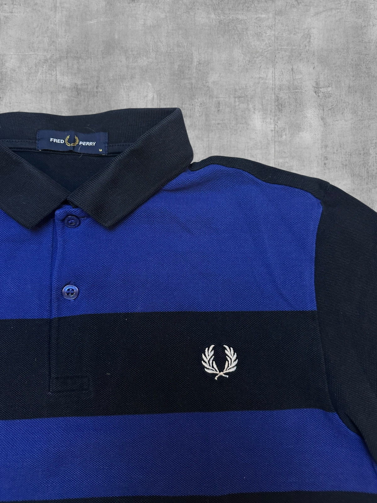Fred Perry Polo Shirt Black Blue White M