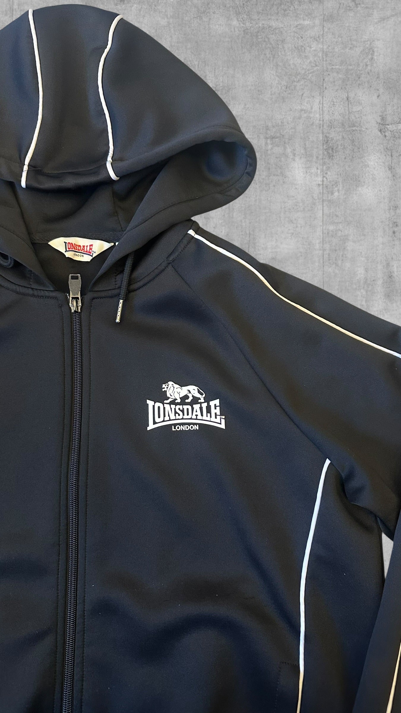 Lonsdale London Trainingsjacke Hoodie Schwarz Weiß S