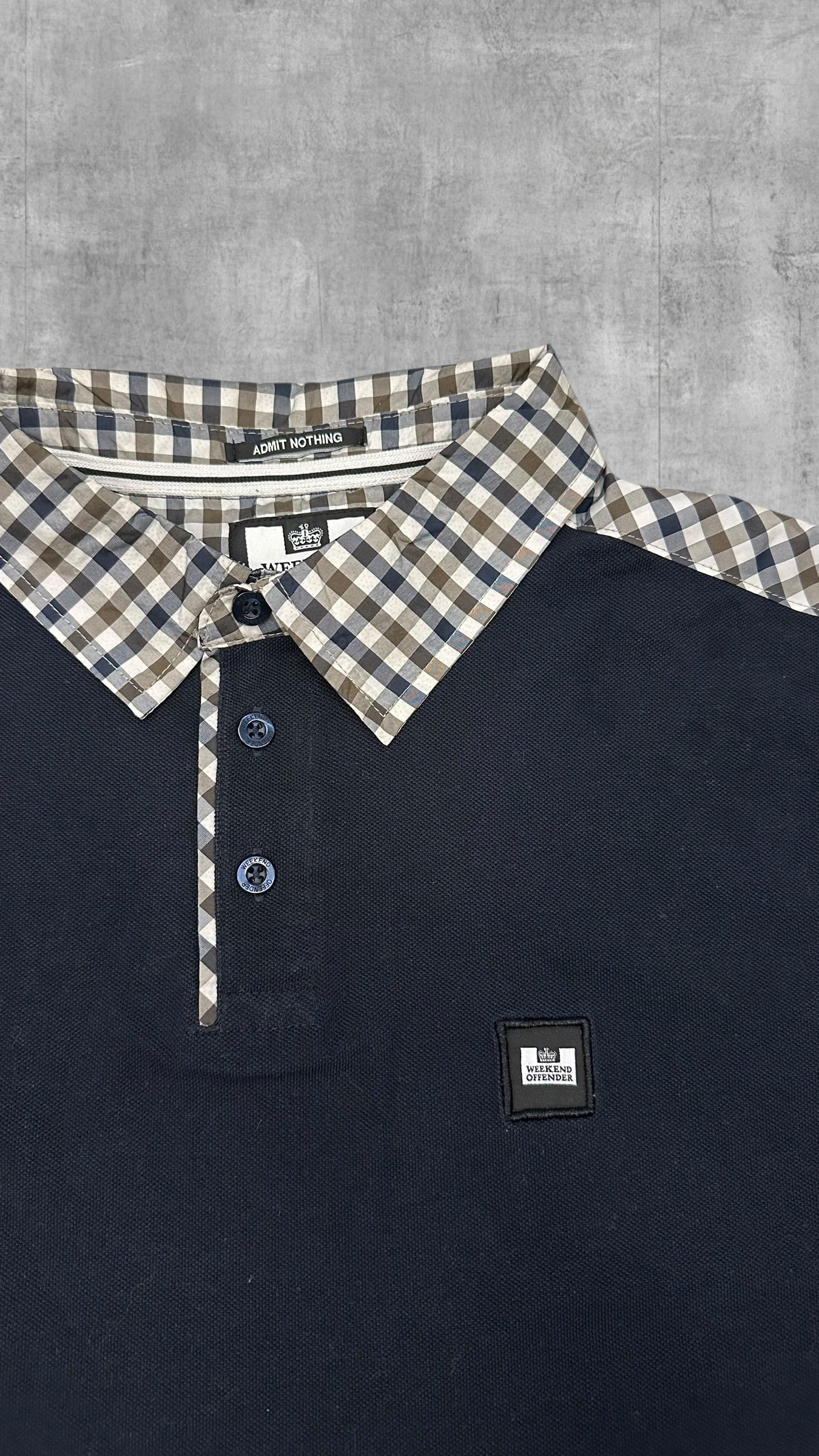 Weekend Offender Polo Shirt Schwarzblau kartiert M