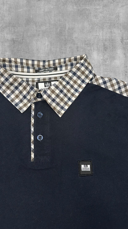 Weekend Offender Polo Shirt Schwarzblau kartiert M