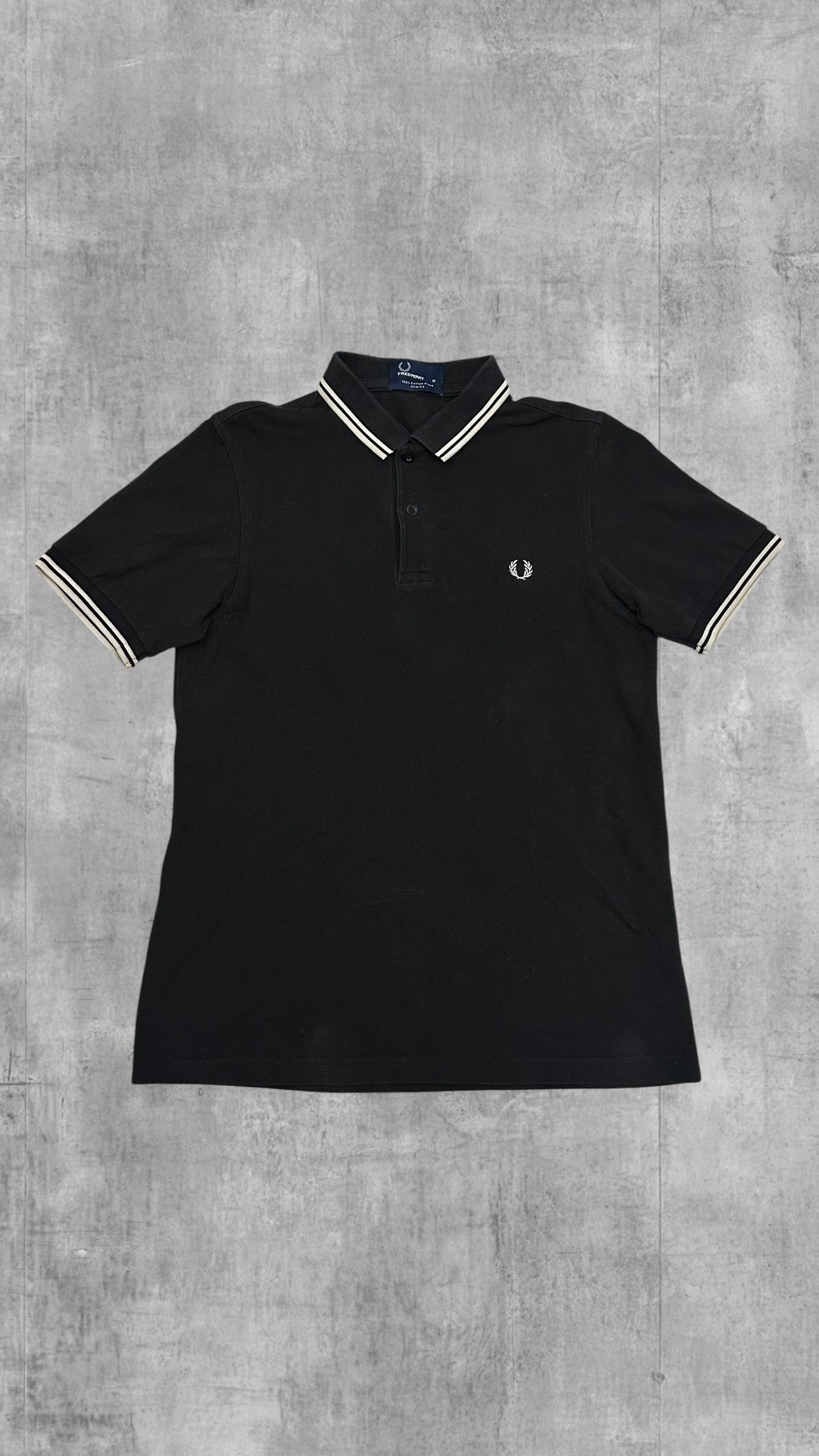 Fred Perry Polo Shirt Schwarz Weiß M