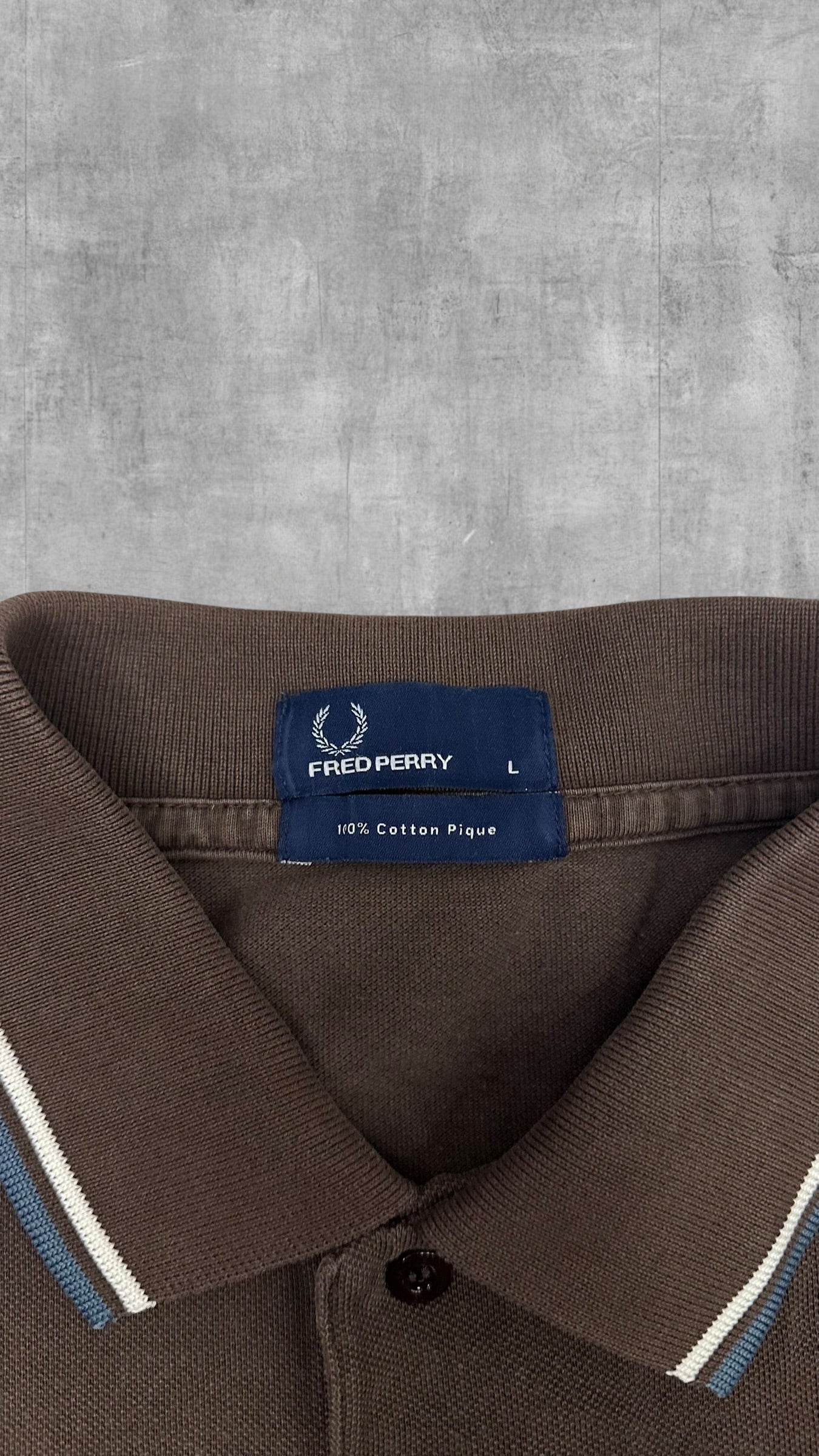 Fred Perry Polo Shirt Braun Türkis Weiß L