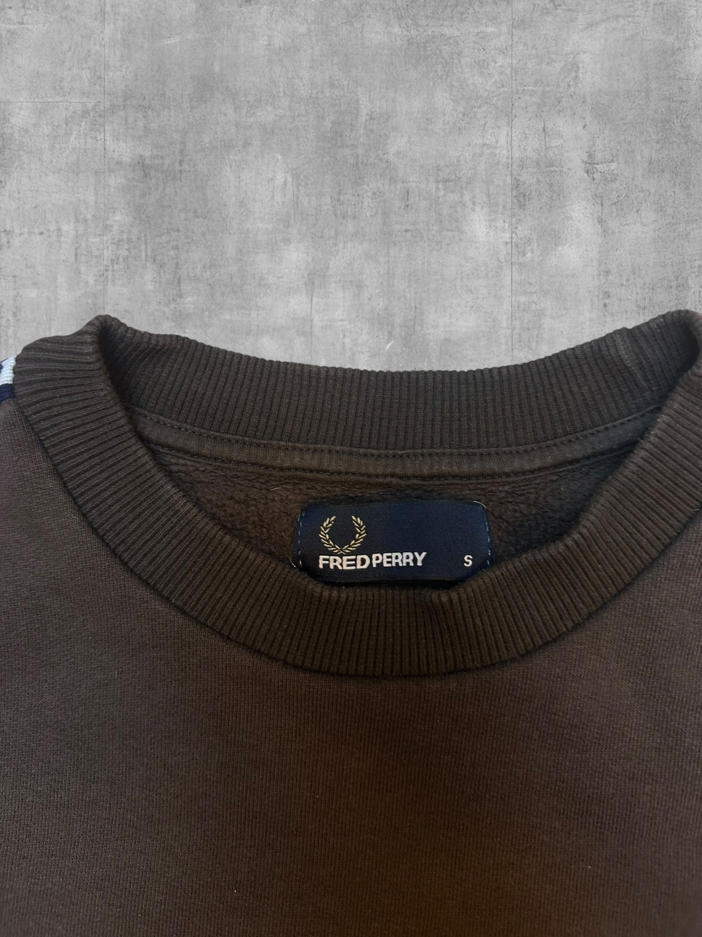 Fred Perry Sweatshirt Taped Braun Weiß S