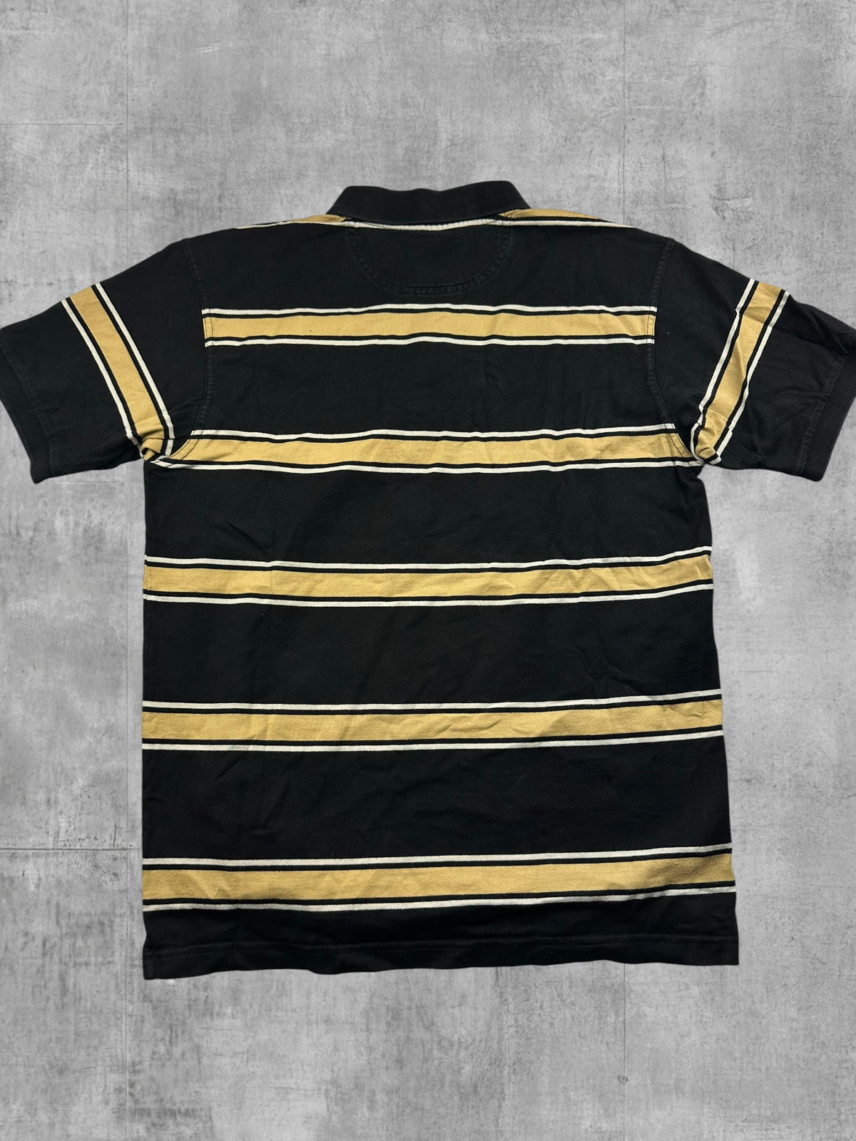 Fred Perry Polo Shirt Schwarz Gold gestreift M