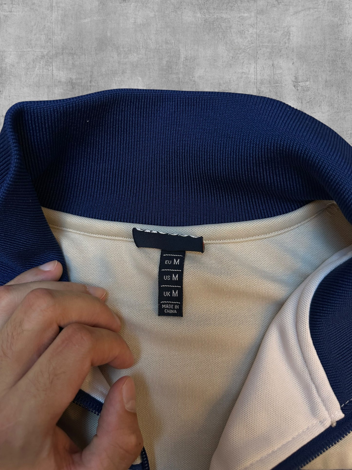Ellesse Vintage Trainingsjacke Creme Weiß Navy Blau M