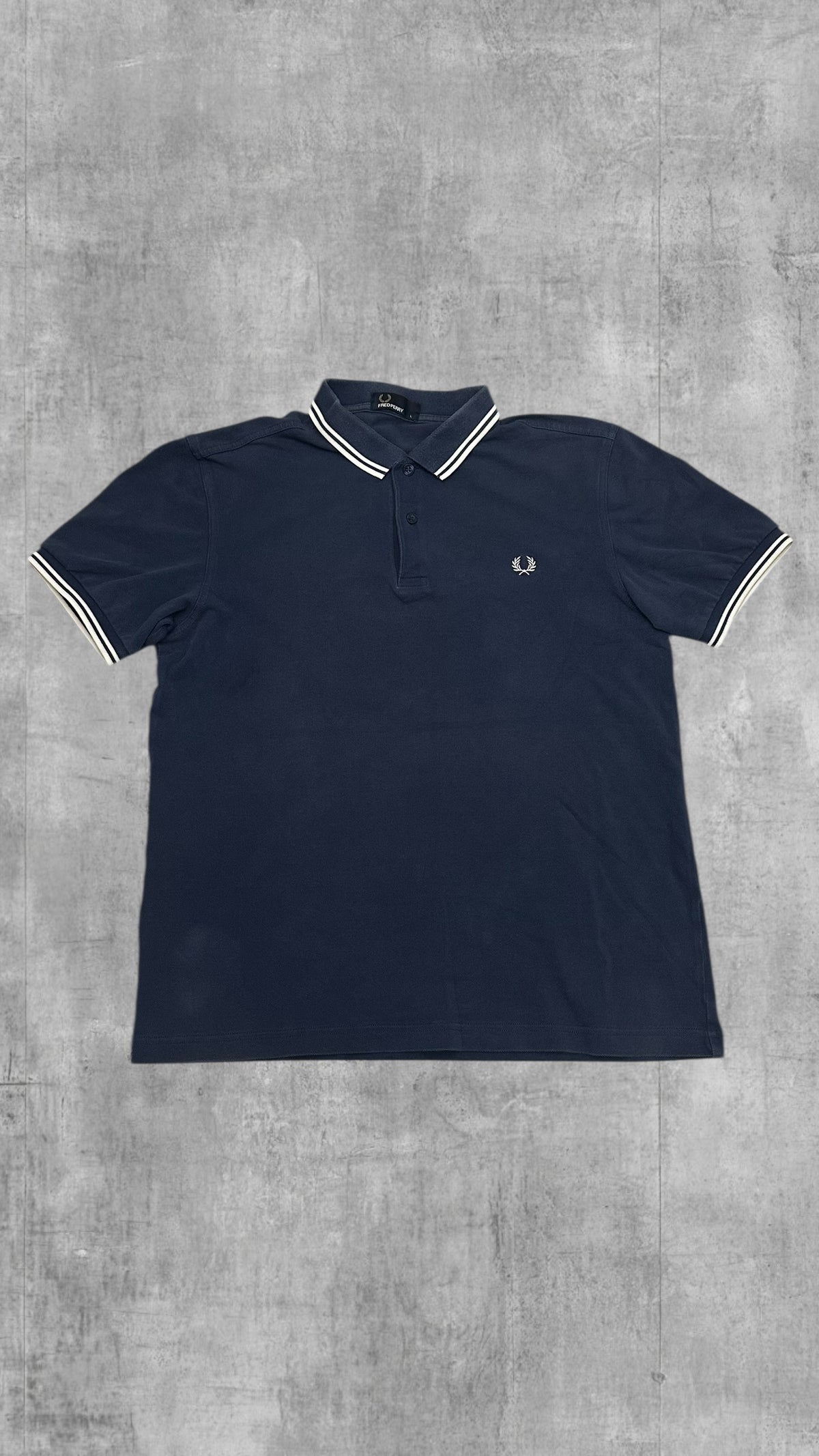 Fred Perry Polo Shirt Navy Blue White L