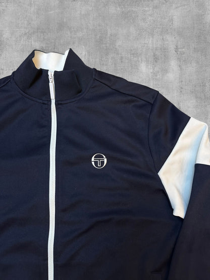 Sergio Tacchini Trainingsjacke Schwarzblau Weiß Backprint M