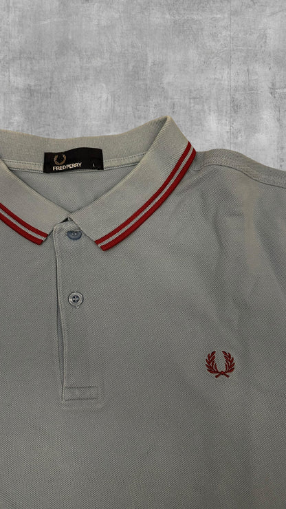 Fred Perry Polo Shirt Hellblau Weinrot L