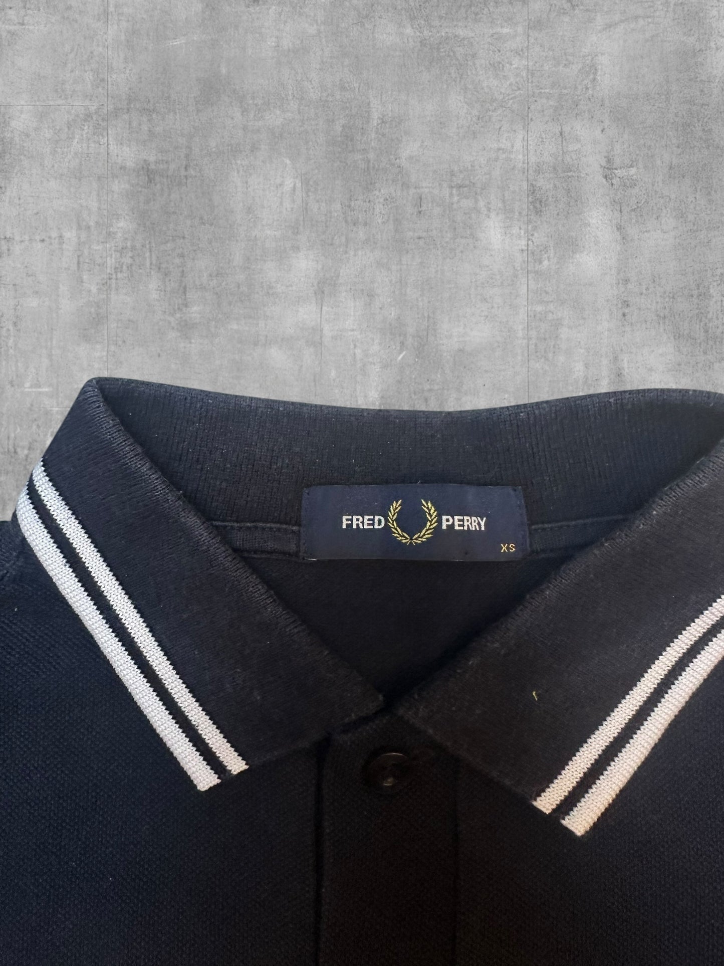 Fred Perry Polo Shirt Schwarz Weiß XS