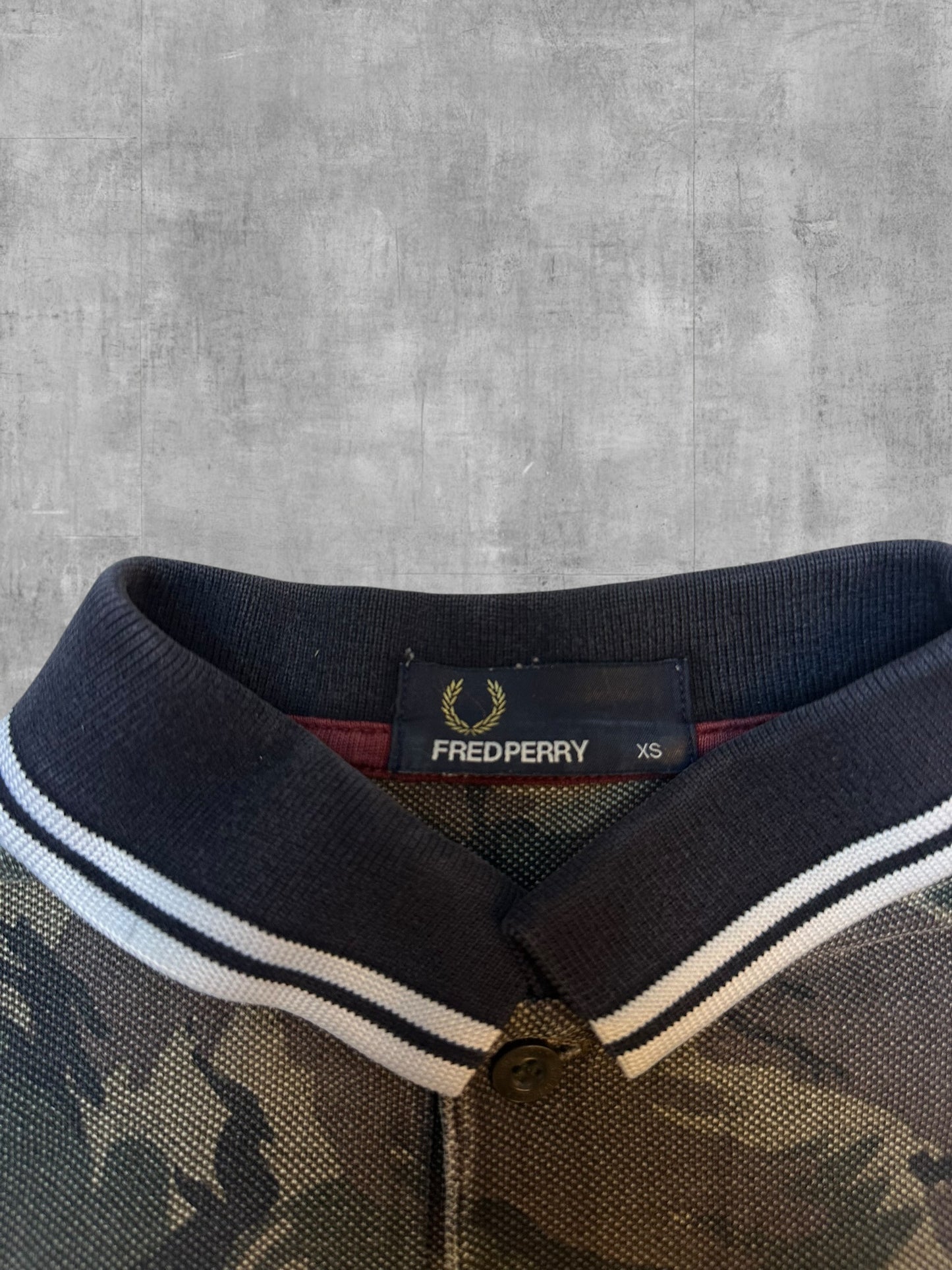 Fred Perry Polo Shirt Khaki Schwarz Weiß XS