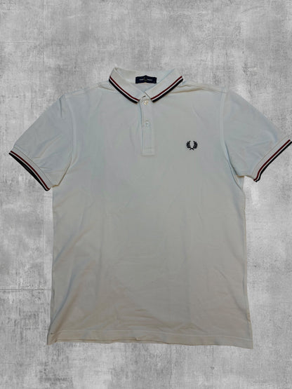 Fred Perry Polo Shirt Weiß Rot Schwarz M