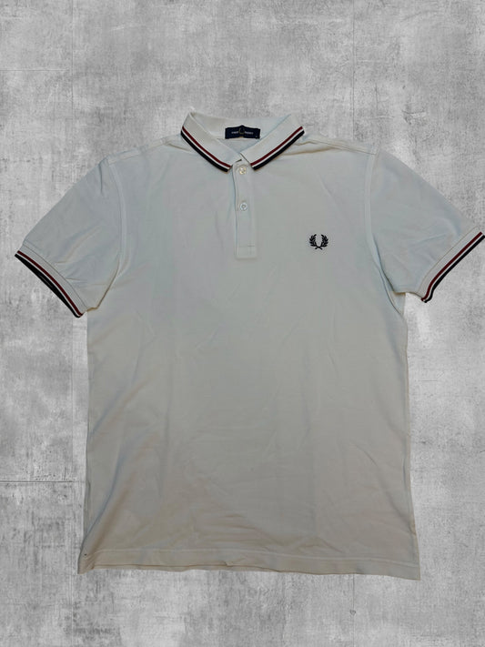 Fred Perry Polo Shirt Weiß Rot Schwarz M