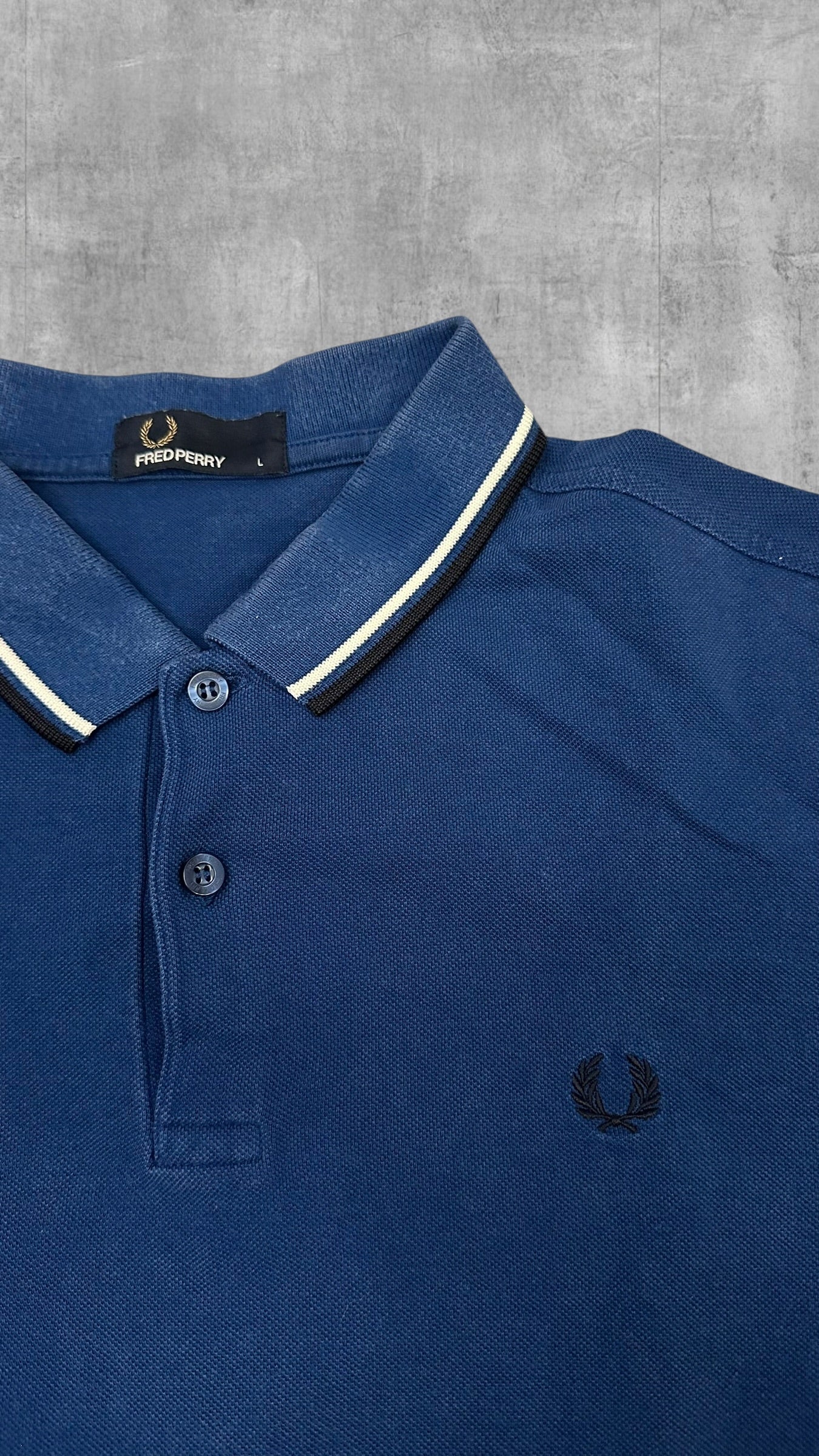 Fred Perry Polo Shirt Blau Schwarz Weiß L
