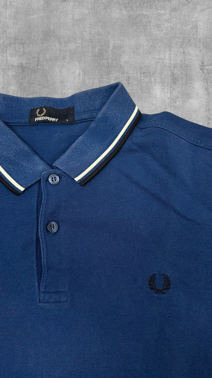 Fred Perry Polo Shirt Blau Schwarz Weiß L
