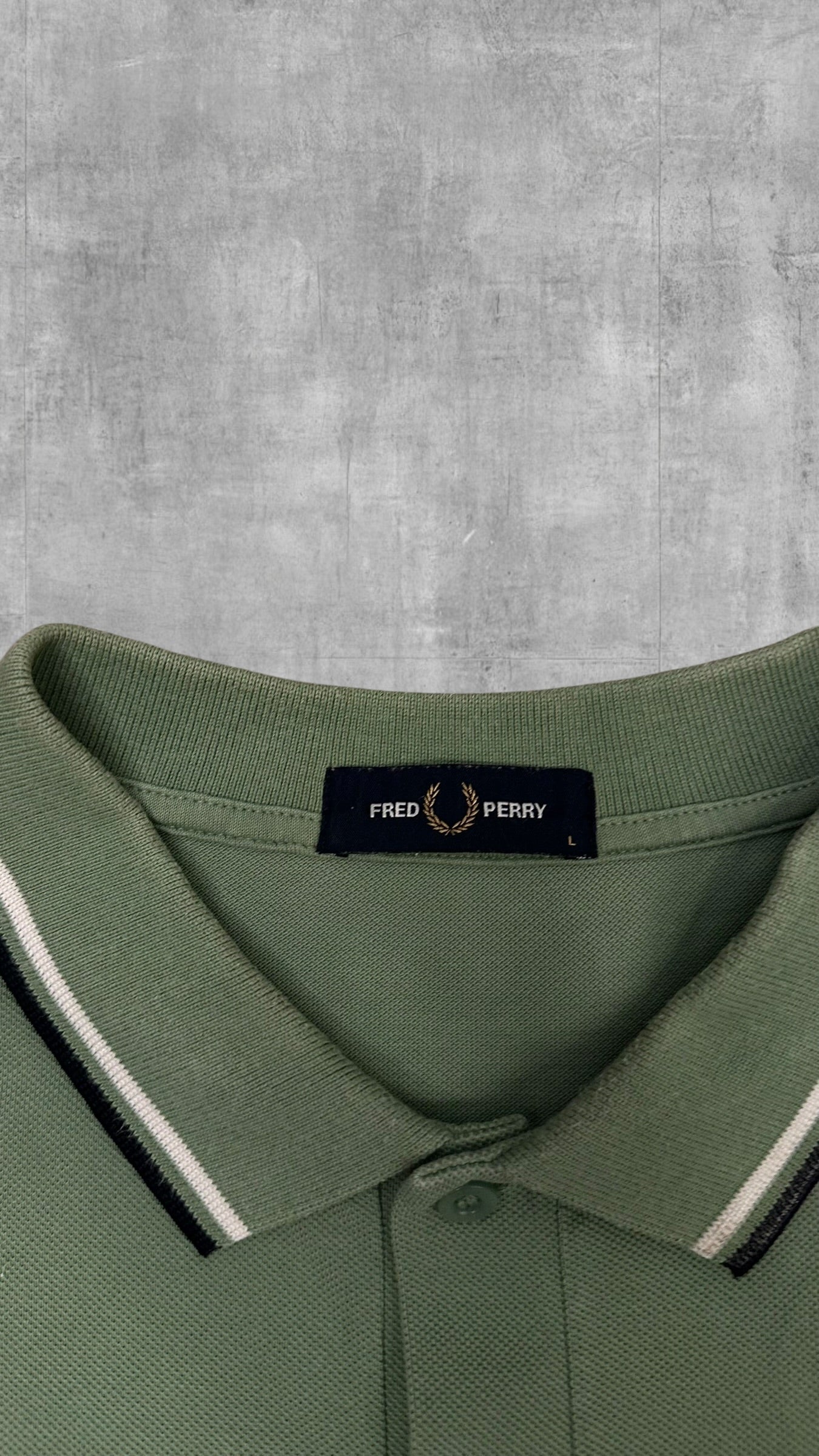 Fred Perry Polo Shirt Khaki Schwarz Weiß L