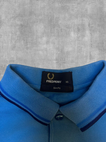 Fred Perry Polo Shirt Blau Schwarz XS Slim Fit
