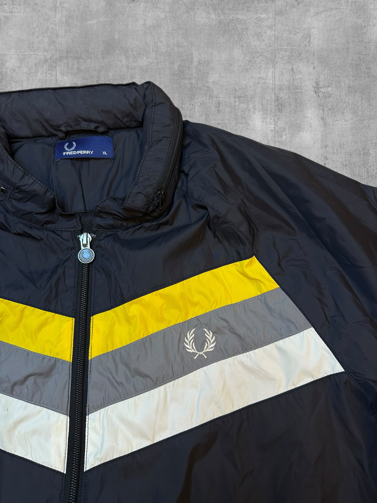 Fred Perry Windbreaker Nero Bianco Giallo XL