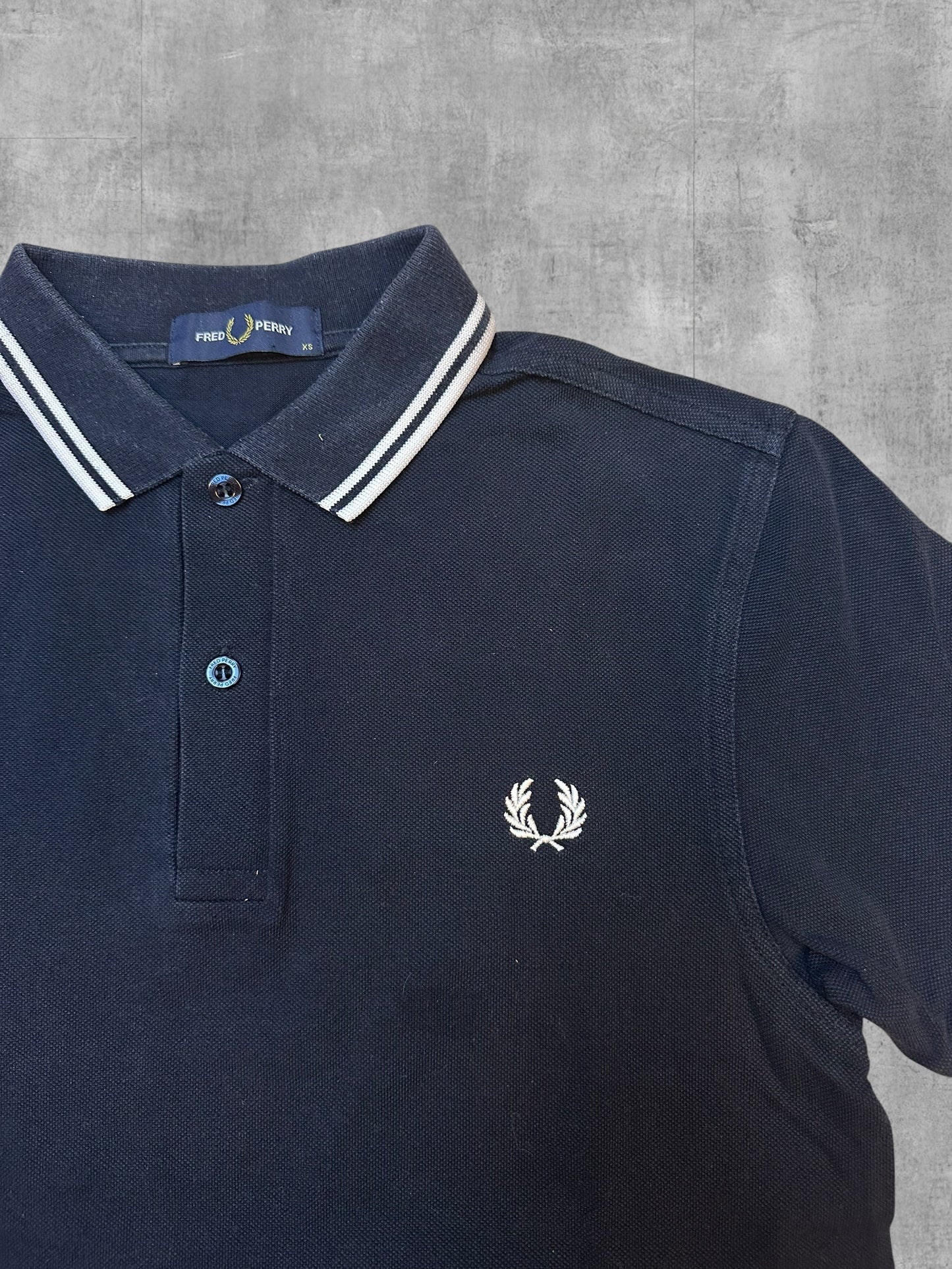 Fred Perry Polo Shirt Schwarz Weiß XS