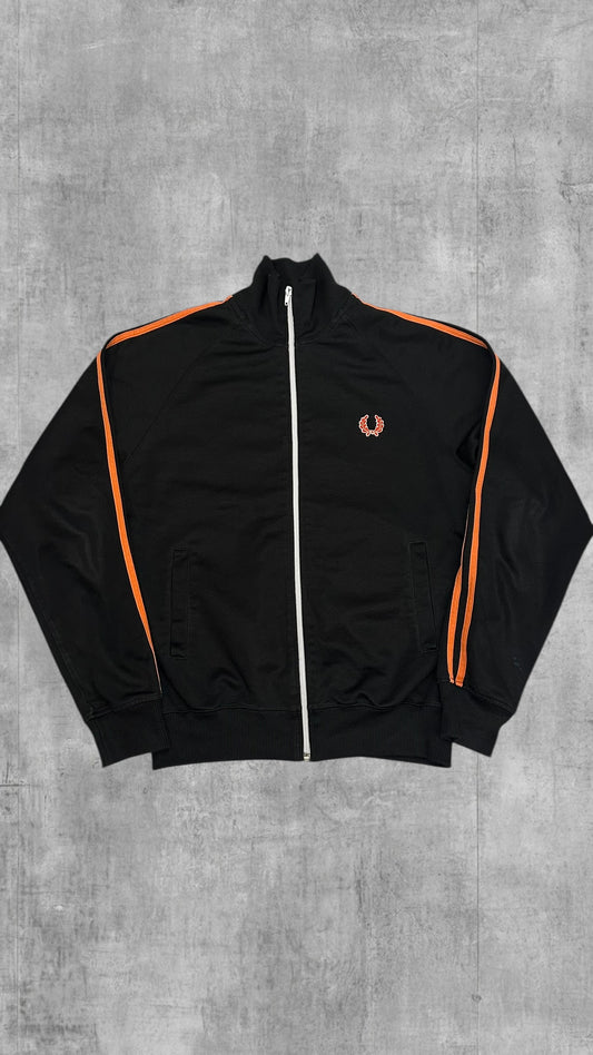 Fred Perry Vintage Trainingsjacke Taped Zip Jacke Schwarz Rot S