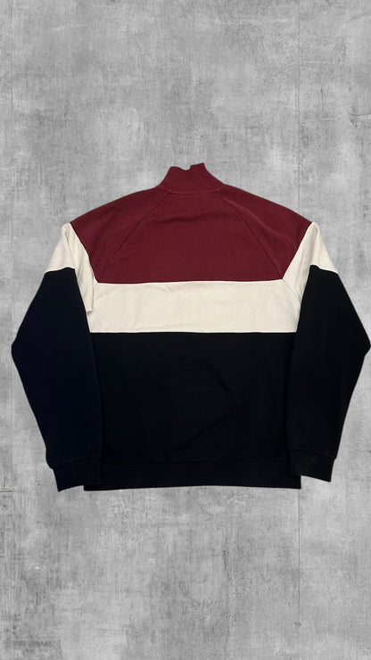 Fred Perry Half Zip Rollkragenpullover Weinrot Weiß Schwarzblau S