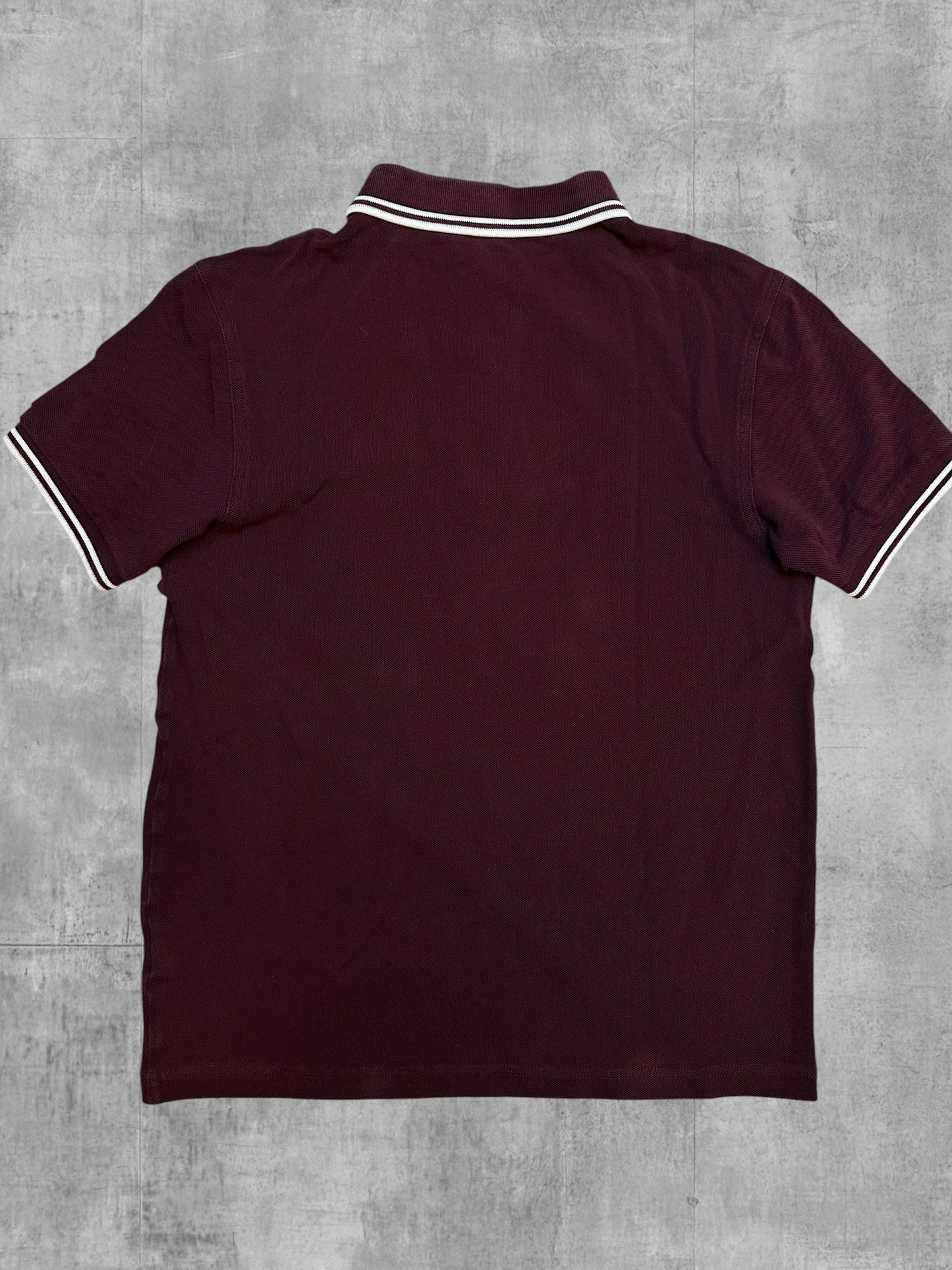 Fred Perry Polo Shirt Weinrot Weiß M