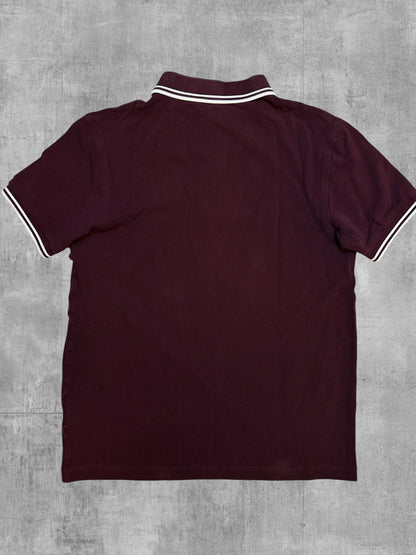 Fred Perry Polo Shirt Weinrot Weiß M