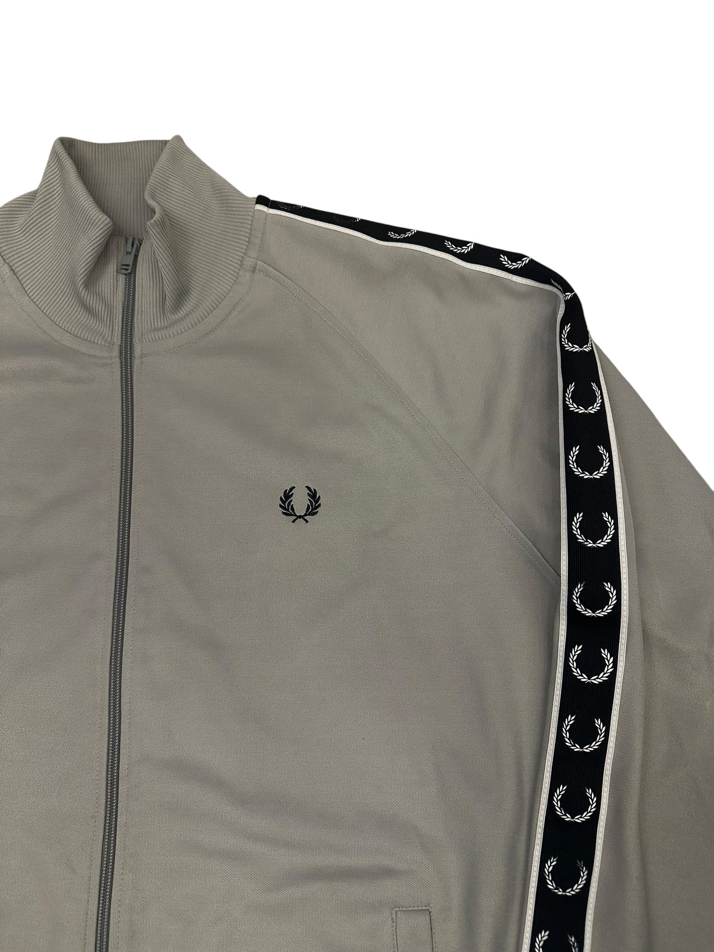 Fred Perry Trainingsjacke Taped Grau Khaki Schwarz XL
