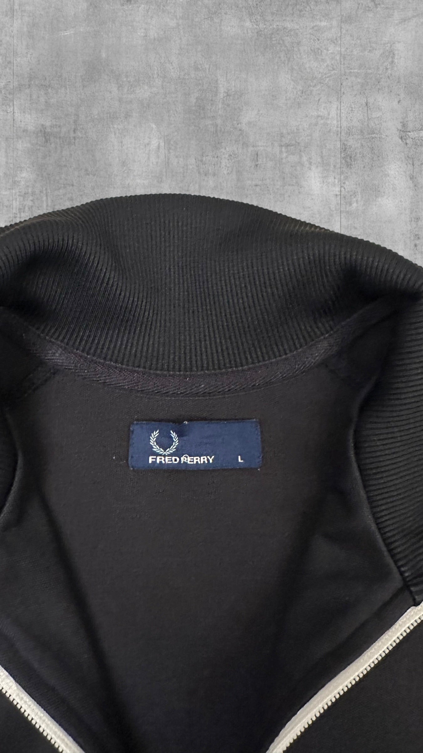 Fred Perry Vintage Trainingsjacke Schwarz Weiß L