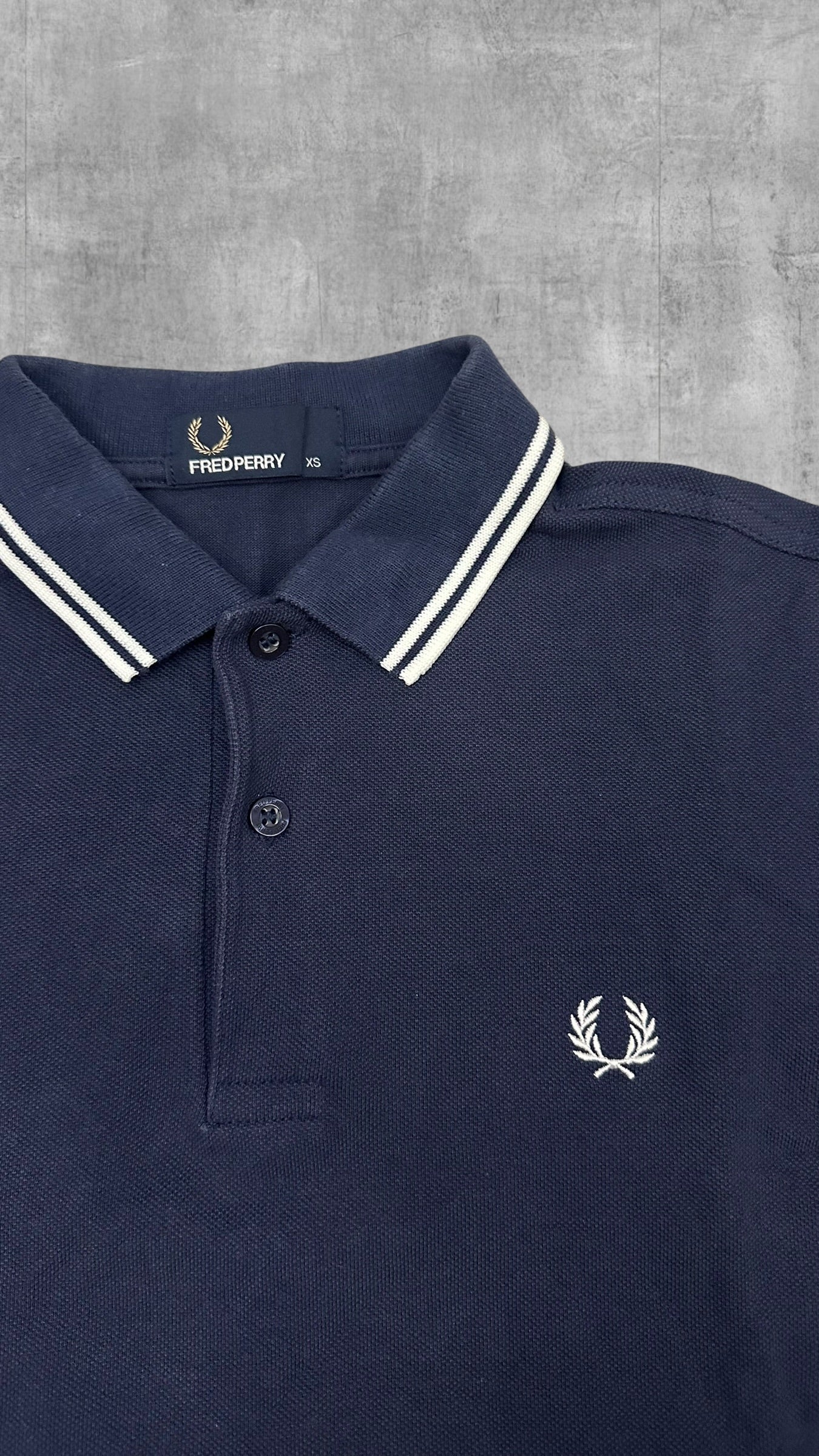 Fred Perry Polo Shirt Schwarzblau Weiß XS