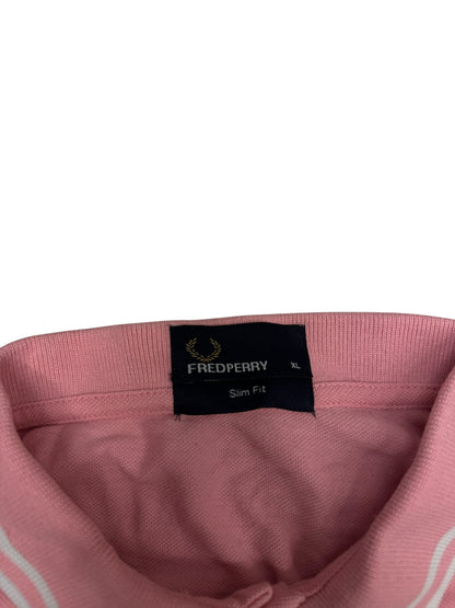 Fred Perry Polo Shirt Rosa Weiß XL Slim Fit