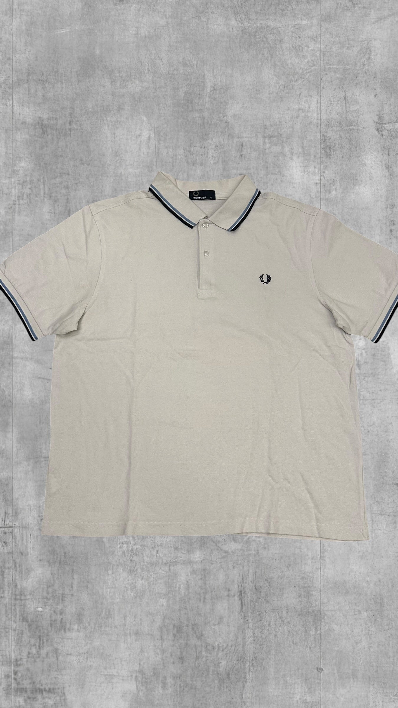 Fred Perry Polo Shirt Weiß Schwarz Hellblau XL