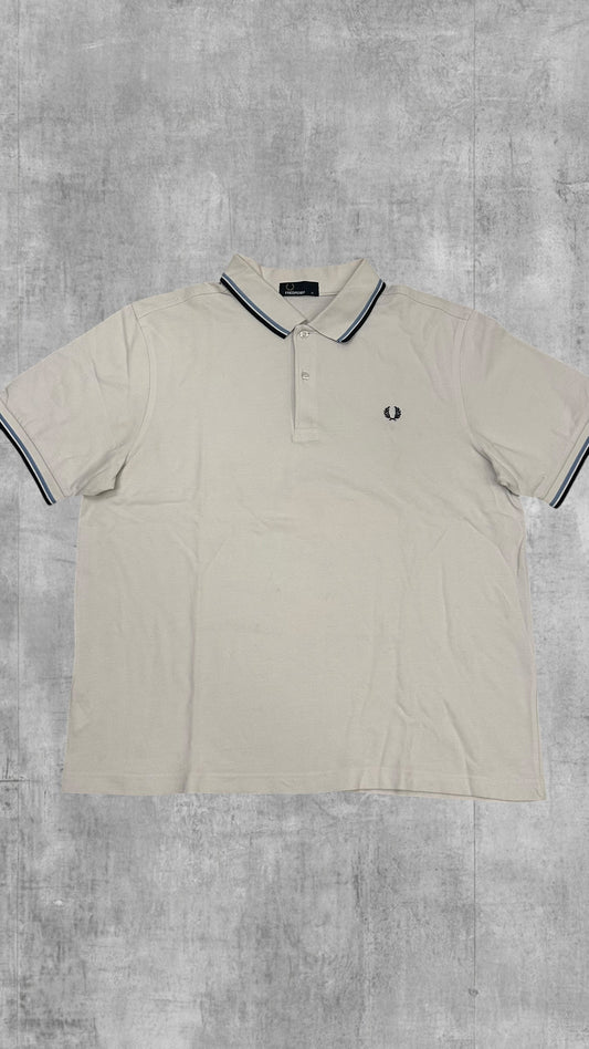 Fred Perry Polo Shirt Weiß Schwarz Hellblau XL