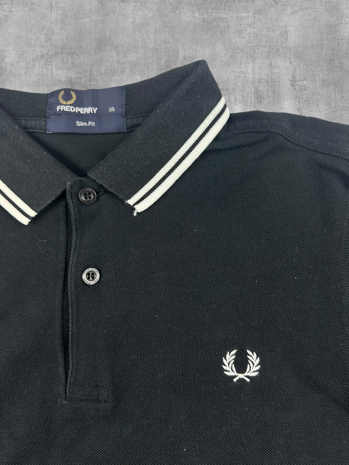 Fred Perry Polo Shirt Schwarz Weiß XS