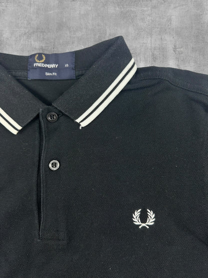 Fred Perry Polo Shirt Schwarz Weiß XS