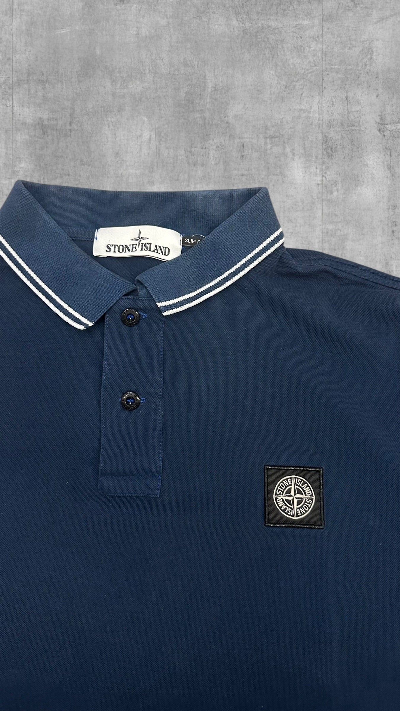 Stone Island Polo Shirt Navy Blau Weiß L Slim Fit
