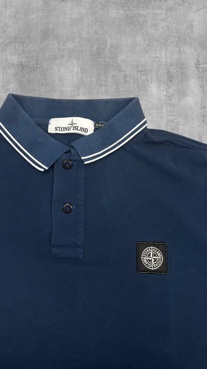 Stone Island Polo Shirt Navy Blau Weiß L Slim Fit